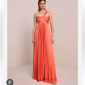 A.L.C. Nessa Strapless Coral Pleated Dress size 2